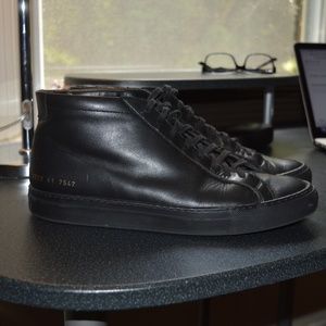 authentic high-top common project sneakers black